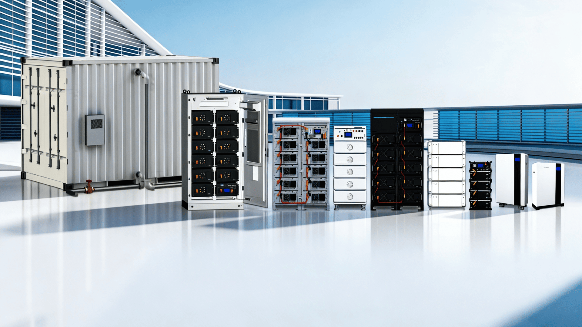 RAKOUR solar battery storage products page hero image — LiFePO4 commercial and industrial BESS solutions including rack-mount, HV, and wall-mounted systems for off-grid and OEM applications