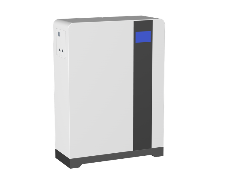 Front view and modern casing design of Rakour 51.2V 200Ah wall-mounted residential energy storage battery.