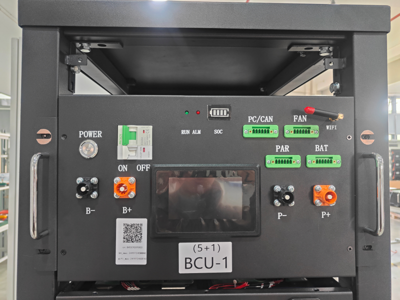 Two Rakour 51.2V lithium battery modules displaying independent slave BMS units and integrated cooling fans to monitor cell groups and perform automatic balancing.