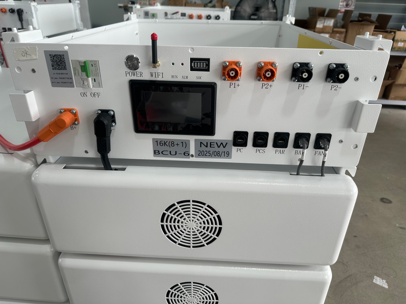 Rakour LiFePO4 server rack battery with integrated color touch screen and built-in WiFi module for remote smart phone monitoring.