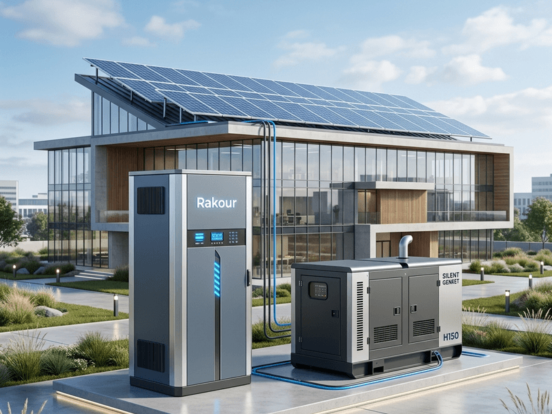 Integrated Rakour energy storage system with diesel generator backup to maximize solar self-consumption.