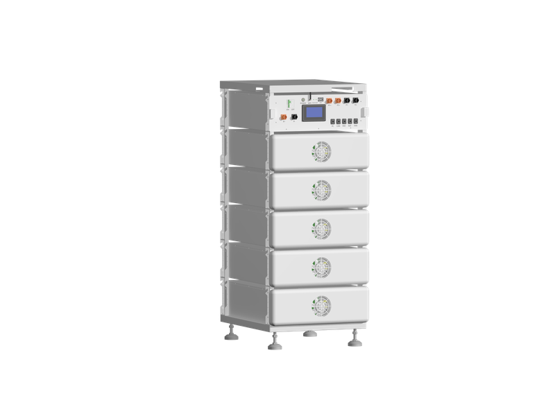 Rakour all-in-one commercial and industrial battery storage cabinet powered by 51.2V 314Ah cells, integrated with BMS.