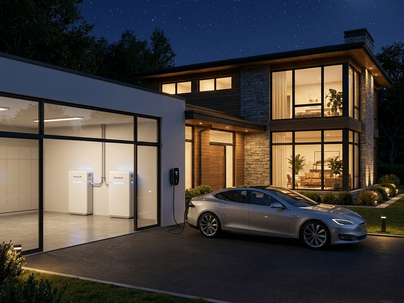Two Rakour 314Ah low-voltage battery units in parallel delivering 32 kWh to exceed the recommended 15 kWh home battery backup threshold for overnight autonomy and EV charging expansion.