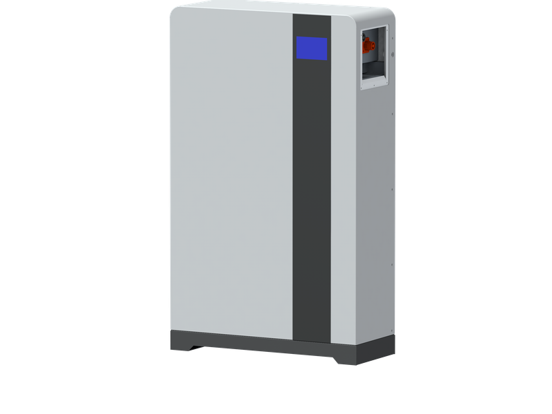 Front view and sleek design of Rakour 51.2V 314Ah low-voltage residential energy storage battery.